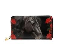 LHCVSFGW Ledergeldbörse für Damen und Herren, Bifold Wallet Ultra Slim Kreditkartenetui Black Horse Damen Clutch Geldbörse, Schwarz, Einheitsgröße, Schwarz , Einheitsgröße