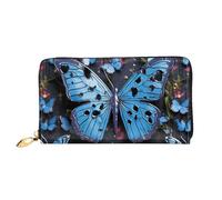 LHCVSFGW Ledergeldbörse für Damen und Herren, Bifold Wallet Ultra Slim Kreditkartenetui Blau Schmetterling Damen Clutch Geldbörse, Schwarz, Einheitsgröße, Schwarz , Einheitsgröße