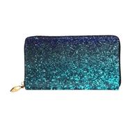LHCVSFGW Ledergeldbörse für Damen und Herren, Bifold Wallet Ultra Slim Kreditkartenetui Blaugrün Glitzer Damen Clutch Geldbörse, Schwarz, Einheitsgröße, Schwarz , Einheitsgröße