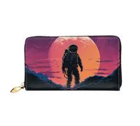 LHCVSFGW Ledergeldbörse für Damen und Herren, Bifold Wallet Ultra Slim Kreditkartenetui Cool Astronaut Damen Clutch Geldbörse, Schwarz, Einheitsgröße, Schwarz , Einheitsgröße