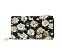 LHCVSFGW Ledergeldbörse für Damen und Herren, Bifold Wallet Ultra Slim Kreditkartenetui Daisy Damen Clutch Geldbörse, Schwarz, Einheitsgröße, Schwarz , Einheitsgröße