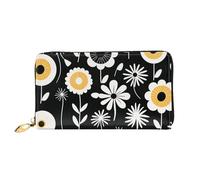 LHCVSFGW Ledergeldbörse für Damen und Herren, Bifold Wallet Ultra Slim Kreditkartenetui Einfache Striche von Blumen Damen Clutch Geldbörse, Schwarz, Einheitsgröße, Schwarz , Einheitsgröße