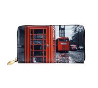 LHCVSFGW Ledergeldbörse für Damen und Herren, Bifold Wallet Ultra Slim Kreditkartenetui England UK Retro London Telefon Damen Clutch Geldbörse, Schwarz, Einheitsgröße, Schwarz , Einheitsgröße