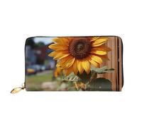 LHCVSFGW Ledergeldbörse für Damen und Herren, Bifold Wallet Ultra Slim Kreditkartenetui Farm Sonnenblume Damen Clutch Geldbörse, Schwarz, Einheitsgröße, Schwarz , Einheitsgröße