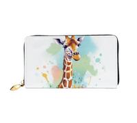 LHCVSFGW Ledergeldbörse für Damen und Herren, Bifold Wallet Ultra Slim Kreditkartenetui Giraffe Kunst Illustration Damen Clutch Geldbörse, Schwarz, Einheitsgröße, Schwarz , Einheitsgröße