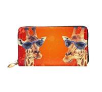 LHCVSFGW Ledergeldbörse für Damen und Herren, Bifold Wallet Ultra Slim Kreditkartenetui Giraffe mit Sonnenbrille Damen Clutch, Schwarz, Einheitsgröße, Schwarz , Einheitsgröße