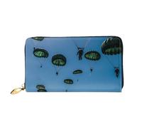 LHCVSFGW Ledergeldbörse für Damen und Herren, Bifold Wallet Ultra Slim Kreditkartenetui Grün Fallschirm Damen Clutch Geldbörse, Schwarz, Einheitsgröße, Schwarz , Einheitsgröße