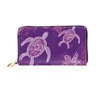 LHCVSFGW Ledergeldbörse für Damen und Herren, Bifold Wallet Ultra Slim Kreditkartenetui Hawaii mit lila Meeresschildkröte Damen Clutch, Schwarz, Einheitsgröße, Schwarz , Einheitsgröße