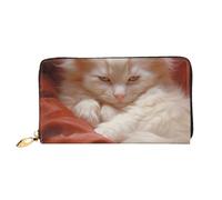 LHCVSFGW Ledergeldbörse für Damen und Herren, Bifold Wallet Ultra Slim Kreditkartenetui Hazy Cat Damen Clutch Geldbörse, Schwarz, Einheitsgröße, Schwarz , Einheitsgröße