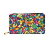 LHCVSFGW Ledergeldbörse für Damen und Herren, Bifold Wallet Ultra Slim Kreditkartenetui Helle geometrische Formen Damen Clutch Geldbörse, Schwarz, Einheitsgröße, Schwarz , Einheitsgröße