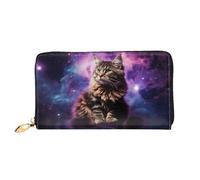 LHCVSFGW Ledergeldbörse für Damen und Herren, Bifold Wallet Ultra Slim Kreditkartenetui Katze sitzt im Nebel Damen Clutch, Schwarz, Einheitsgröße, Schwarz , Einheitsgröße