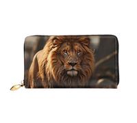 LHCVSFGW Ledergeldbörse für Damen und Herren, Bifold Wallet Ultra Slim Kreditkartenetui Löwenbild Damen Clutch Geldbörse, Schwarz, Einheitsgröße, Schwarz , Einheitsgröße