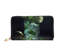 LHCVSFGW Ledergeldbörse für Damen und Herren, Bifold Wallet Ultra Slim Kreditkartenetui Mojito Cocktail Damen Clutch Geldbörse, Schwarz, Einheitsgröße, Schwarz , Einheitsgröße