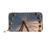 LHCVSFGW Ledergeldbörse für Damen und Herren, Bifold Wallet Ultra Slim Kreditkartenetui Riesenrad Damen Clutch Geldbörse, Schwarz, Einheitsgröße, Schwarz , Einheitsgröße