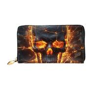 LHCVSFGW Ledergeldbörse für Damen und Herren, Bifold Wallet Ultra Slim Kreditkartenetui Schädelzerbrechen Damen Clutch, Schwarz, Einheitsgröße, Schwarz , Einheitsgröße