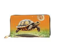 LHCVSFGW Ledergeldbörse für Damen und Herren, Bifold Wallet Ultra Slim Kreditkartenetui Schildkröte Springen Damen Clutch Geldbörse, Schwarz, Einheitsgröße, Schwarz , Einheitsgröße