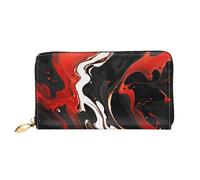 LHCVSFGW Ledergeldbörse für Damen und Herren, Bifold Wallet Ultra Slim Kreditkartenetui Schwarz und Rot Marmor Damen Clutch Geldbörse, Schwarz, Einheitsgröße, Schwarz , Einheitsgröße