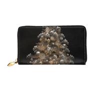 LHCVSFGW Ledergeldbörse für Damen und Herren, Bifold Wallet Ultra Slim Kreditkartenetui Silber Weihnachtsbaum Damen Clutch Geldbörse, Schwarz, Einheitsgröße