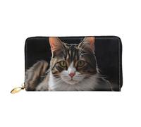 LHCVSFGW Ledergeldbörse für Damen und Herren, Bifold Wallet Ultra Slim Kreditkartenetui Tabby Cat Damen Clutch Geldbörse, Schwarz, Einheitsgröße, Schwarz , Einheitsgröße