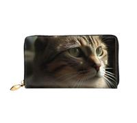 LHCVSFGW Ledergeldbörse für Damen und Herren, Bifold Wallet Ultra Slim Kreditkartenetui Tabby Cat Damen Clutch Geldbörse, Schwarz, Einheitsgröße, Schwarz , Einheitsgröße