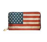 LHCVSFGW Ledergeldbörse für Damen und Herren, Bifold Wallet Ultra Slim Kreditkartenetui Vintage Amerikanische USA-Flagge Damen Clutch Geldbörse, Schwarz, Einheitsgröße, Schwarz , Einheitsgröße