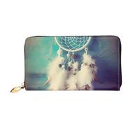 LHCVSFGW Ledergeldbörse für Damen und Herren, Bifold Wallet Ultra Slim Kreditkartenetui Weiß Traumfänger Feder Damen Clutch Geldbörse, Schwarz, Einheitsgröße, Schwarz , Einheitsgröße