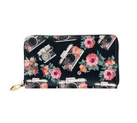 LHCVSFGW Ledergeldbörse für Damen und Herren, Bifold Wallet Ultra Slim Kreditkartenhalter Blume Kamera Damen Clutch Geldbörse, Schwarz, Einheitsgröße, Schwarz , Einheitsgröße