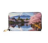 LHCVSFGW Ledergeldbörse für Damen und Herren, Bifold Wallet Ultra Slim Kreditkartenhalter Mount Fuji Cherry Blossom Trees Damen Clutch Geldbörse, Schwarz, Einheitsgröße, Schwarz , Einheitsgröße