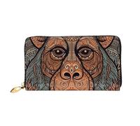 LHCVSFGW Ledergeldbörse für Damen und Herren, Bifold Wallet Ultra Slim Kreditkartenhalter, Orang-Utan-Stammesmuster, Damen-Clutch, Schwarz, Einheitsgröße, Schwarz , Einheitsgröße