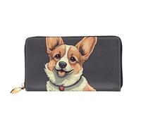 LHCVSFGW Ledergeldbörse für Damen und Herren, Bifold Wallet, ultradünn, Kreditkartenhalter, niedliche Corgi-Hunde-Illustration, Damen-Clutch, Schwarz, Einheitsgröße, Schwarz , Einheitsgröße