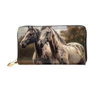 LHCVSFGW Ledergeldbörse für Damen und Herren, doppelt gefaltet, ultradünn, Kreditkartenhalter, zwei Pferde, Clutch, Schwarz, Einheitsgröße, Schwarz , Einheitsgröße