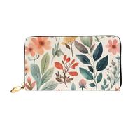 LHCVSFGW Ledergeldbörse für Damen und Herren, faltbar, ultradünn, Kreditkartenhalter, Aquarell-Blumen, Clutch, Schwarz, Einheitsgröße, Schwarz , Einheitsgröße