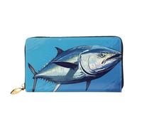 LHCVSFGW Ledergeldbörse für Damen und Herren, faltbar, ultradünn, Kreditkartenhalter, bunt, Tunfisch, Damen-Clutch, Schwarz, Einheitsgröße, Schwarz , Einheitsgröße