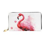 LHCVSFGW Ledergeldbörse für Damen und Herren, faltbar, ultradünn, Kreditkartenhalter, Flamingo, Aquarell, Clutch, Schwarz, Einheitsgröße, Schwarz , Einheitsgröße