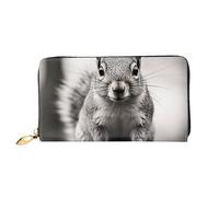 LHCVSFGW Ledergeldbörse für Damen und Herren, faltbar, ultradünn, Kreditkartenhalter, Hellgrau, Eichhörnchen, Damen-Clutch, Schwarz, Einheitsgröße, Schwarz , Einheitsgröße