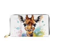 LHCVSFGW Ledergeldbörse für Damen und Herren, faltbar, ultradünn, Kreditkartenhalter, niedliche Giraffe, Aquarell, Damen-Clutch, Schwarz, Einheitsgröße, Schwarz , Einheitsgröße