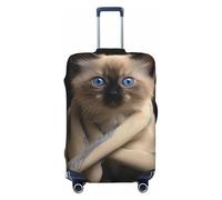 LHCVSFGW Reisegepäck-Abdeckung, Katze auf Decke, Koffer-Schutz, elastisch, waschbar, kratzfest, Gepäckabdeckung, dicker Gepäckschutz, passend für 45,7 - 81,3 cm Gepäck, Schwarz , L