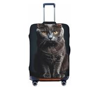 LHCVSFGW Reisegepäck-Abdeckung, Katze auf Tisch, Koffer-Schutz, elastisch, waschbar, kratzfest, Gepäckabdeckung, dicker Gepäckschutz, passend für 45,7 - 81,3 cm Gepäck, Schwarz , M