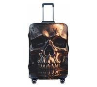 LHCVSFGW Reisegepäck-Abdeckung, Metall, Totenkopf-Koffer-Schutz, elastisch, waschbar, kratzfest, Gepäckabdeckung, dicker Gepäckschutz, passend für 45,7 - 81,3 cm Gepäck, Schwarz , S