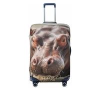 LHCVSFGW Reisegepäck-Abdeckung, Nilpferd im Wasser, Koffer-Schutz, elastisch, waschbar, kratzfest, Gepäckabdeckung, dicker Gepäckschutz, passend für 45,7 - 81,3 cm Gepäck, Schwarz , M