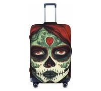 LHCVSFGW Reisegepäck-Abdeckung, Totenkopf-Make-up-Koffer-Schutz, elastisch, waschbar, kratzfest, Gepäckabdeckung, Kofferabdeckung, dicker Gepäckschutz, passend für 45,7 - 81,3 cm Gepäck, Schwarz , S