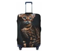 LHCVSFGW Reisegepäckabdeckung, Bengalkatzen-Koffer-Schutz, elastisch, waschbar, kratzfest, Gepäckabdeckung, dicker Gepäckschutz, passend für 45,7 - 81,3 cm Gepäck, Schwarz , XL