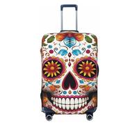 LHCVSFGW Reisegepäckabdeckung, bunter Totenkopf-Motiv, elastisch, waschbar, kratzfest, Gepäckabdeckung, dicker Gepäckschutz, passend für 45,7 - 81,3 cm Gepäck, Schwarz , XL