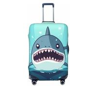 LHCVSFGW Reisegepäckabdeckung, Cartoon-Hai, schwimmend im Wasser, Koffer-Schutz, elastisch, waschbar, kratzfest, Gepäckabdeckung, dicker Gepäckschutz, passend für 45,7 - 81,3 cm Gepäck, Schwarz , L