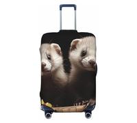 LHCVSFGW Reisegepäckabdeckung, Frettchen, Koffer-Schutz, elastisch, waschbar, kratzfest, Gepäckabdeckung, dicker Gepäckschutz, passend für 45,7 - 81,3 cm Gepäck, Schwarz , M