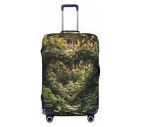 LHCVSFGW Reisegepäckabdeckung, grüne Blätter, Herzform, Koffer-Schutz, elastisch, waschbar, kratzfest, Gepäckabdeckung, dicker Gepäckschutz, passend für 45,7 - 81,3 cm Gepäck, Schwarz , XL