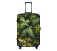 LHCVSFGW Reisegepäckabdeckung, grüne Blätter und Pflanzen, Kofferschutz, elastisch, waschbar, kratzfest, Gepäckabdeckung, dicker Gepäckschutz, passend für 45,7 - 81,3 cm Gepäck, Schwarz , M