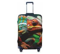 LHCVSFGW Reisegepäckabdeckung, niedlicher Chamäleon-Koffer-Schutz, elastisch, waschbar, kratzfest, Gepäckabdeckung, dicker Gepäckschutz, passend für 45,7 - 81,3 cm Gepäck, Schwarz , L