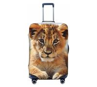 LHCVSFGW Reisegepäckabdeckung, niedliches kleines Tier, Löwen-Koffer-Schutz, elastisch, waschbar, kratzfest, Gepäckabdeckung, dicker Gepäckschutz, passend für Gepäck von 45,7 - 81,3 cm, Schwarz , S