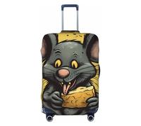 LHCVSFGW Reisegepäckabdeckung, Ratte frisst ein Stück Käse, Koffer-Schutz, elastisch, waschbar, kratzfest, Gepäckabdeckung, dicker Gepäckschutz, passend für 45,7 - 81,3 cm Gepäck, Schwarz , L